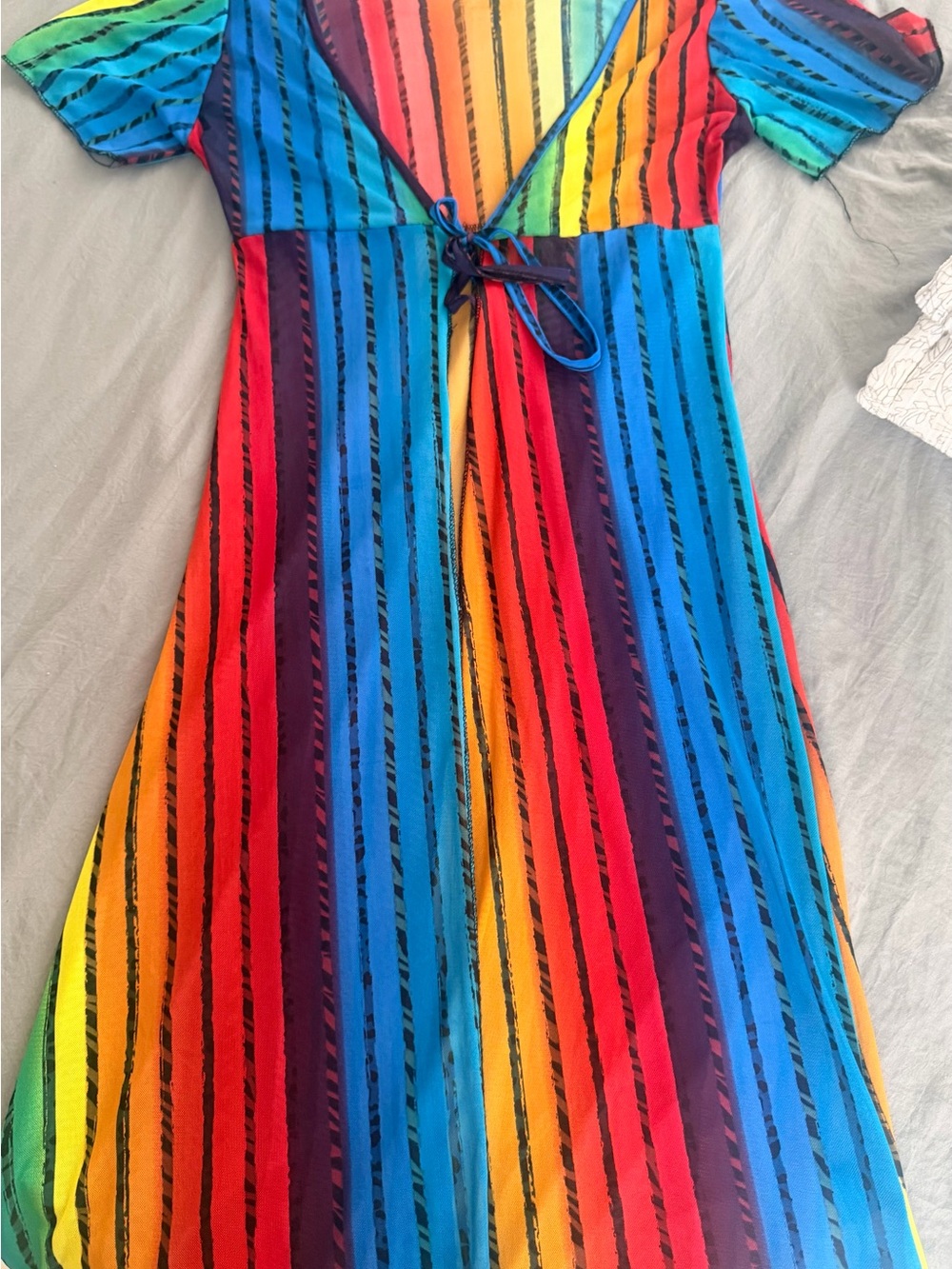 Love Rainbow Stripe Wrap Dress - Red, Orange, Yellow, Green, Blue, Purple